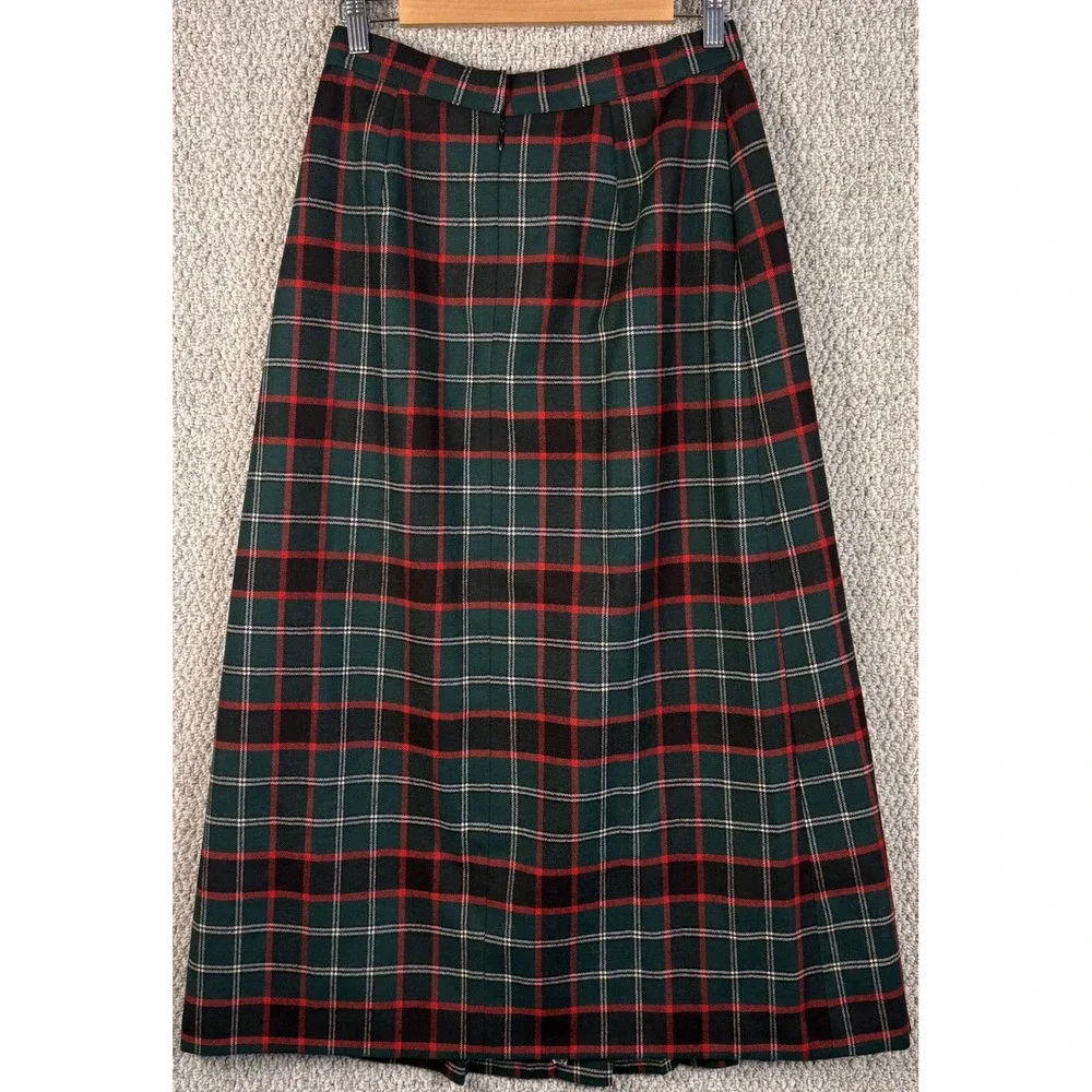 VTG 90s Austin Hill Plaid Wool Skirt Women 10 Tartan Pleated Maxi Academia Prep